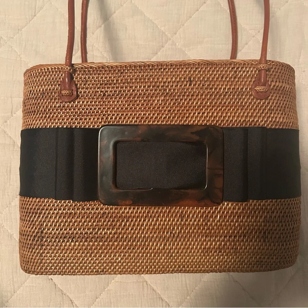 Tan and Black Woven Bosom Buddy Bag - Picture 3 of 10